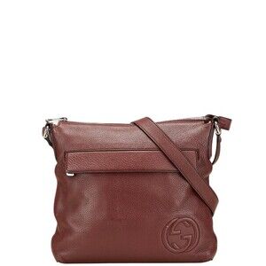 Gucci Interlocking GG Crossbody Bag Wine Red Red Bordeaux Purple Leather